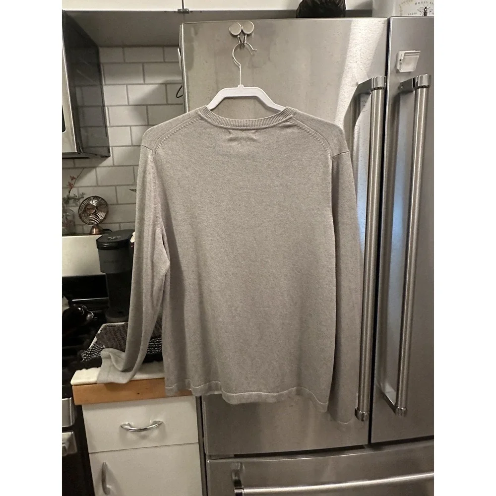 Banana Republic Men's Gray Silk Cashmere V-Neck Knit Pullover Sweater L